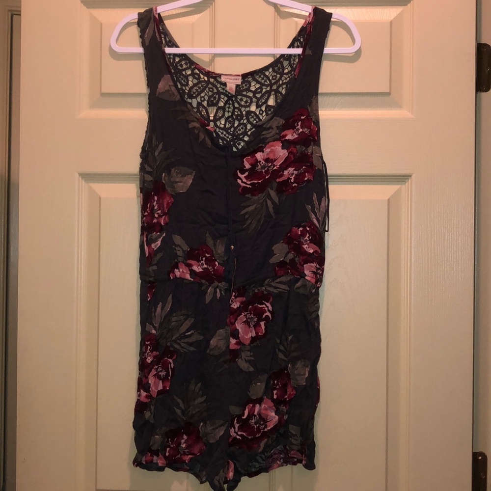 floral romper with a lace back!